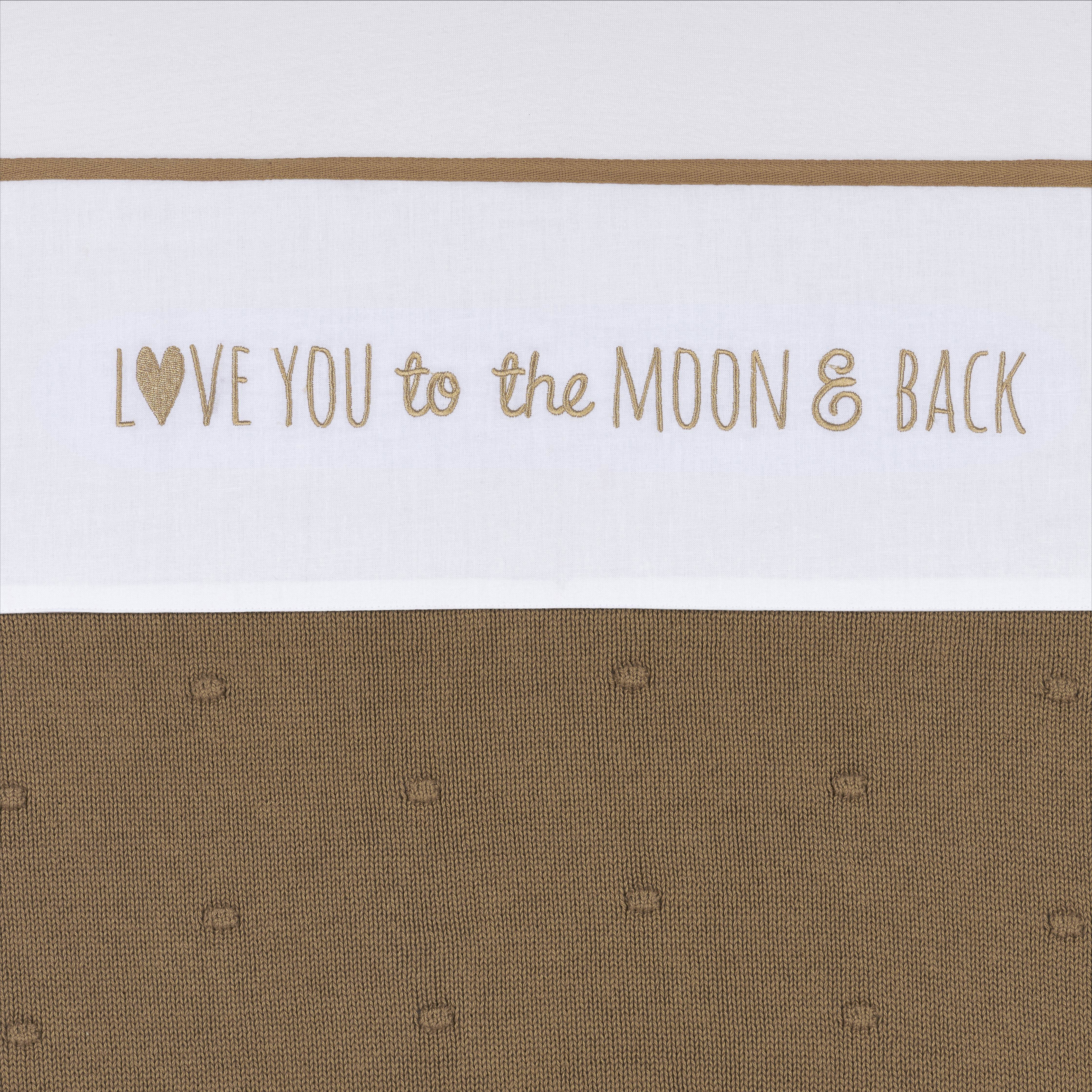 Meyco baby ledikantlaken 'Love you to the moon & back'  toffee
