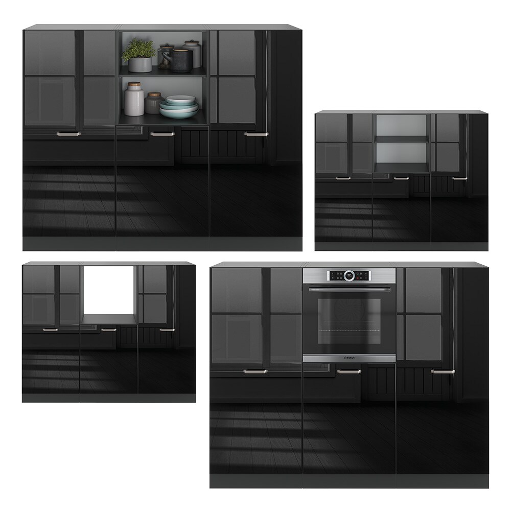Vicco Küchenzeile R-Line Solid Anthrazit Schwarz 180 cm modern Küchenschränke Küchenmöbel
