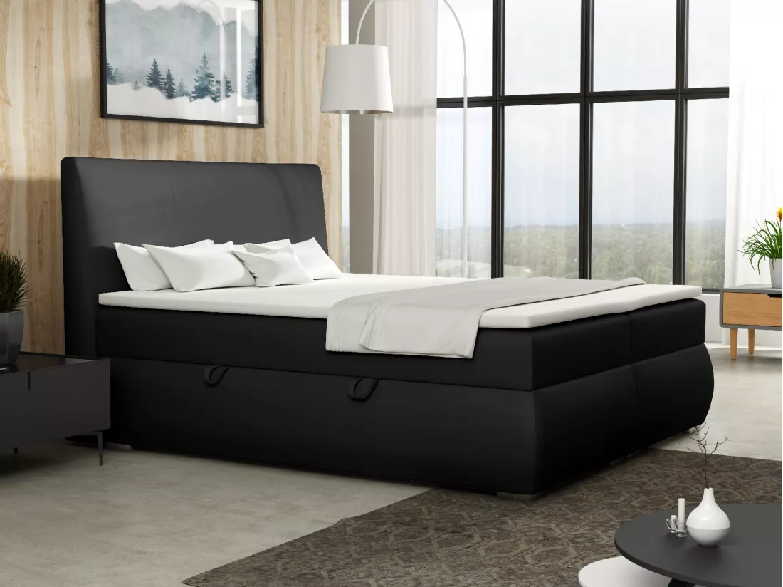 LIT BOXSPRING avec tiroirs de rangement Buffalo 200x200 cm, Soft 11 (Noir)