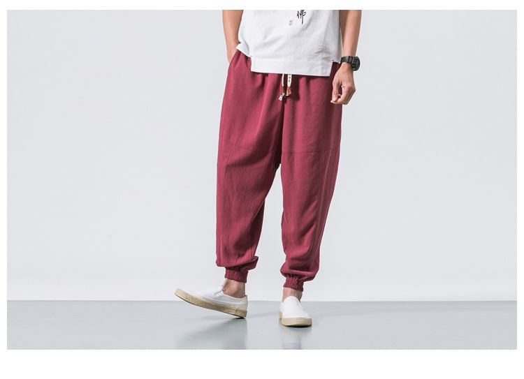 FORSETI - Effen cropped baggy broek met trekkoordtaille