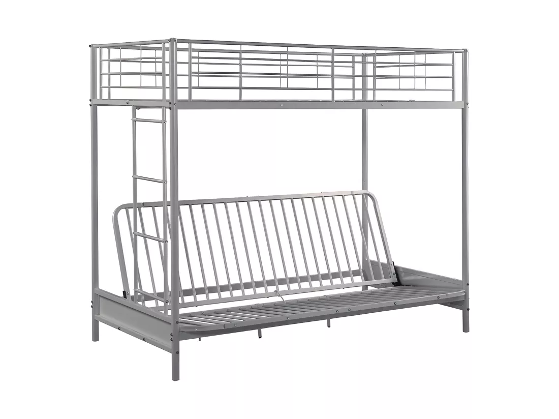 Lit mezzanine 90 x 190 cm - Avec banquette convertible - Métal - Argent - MODULO V