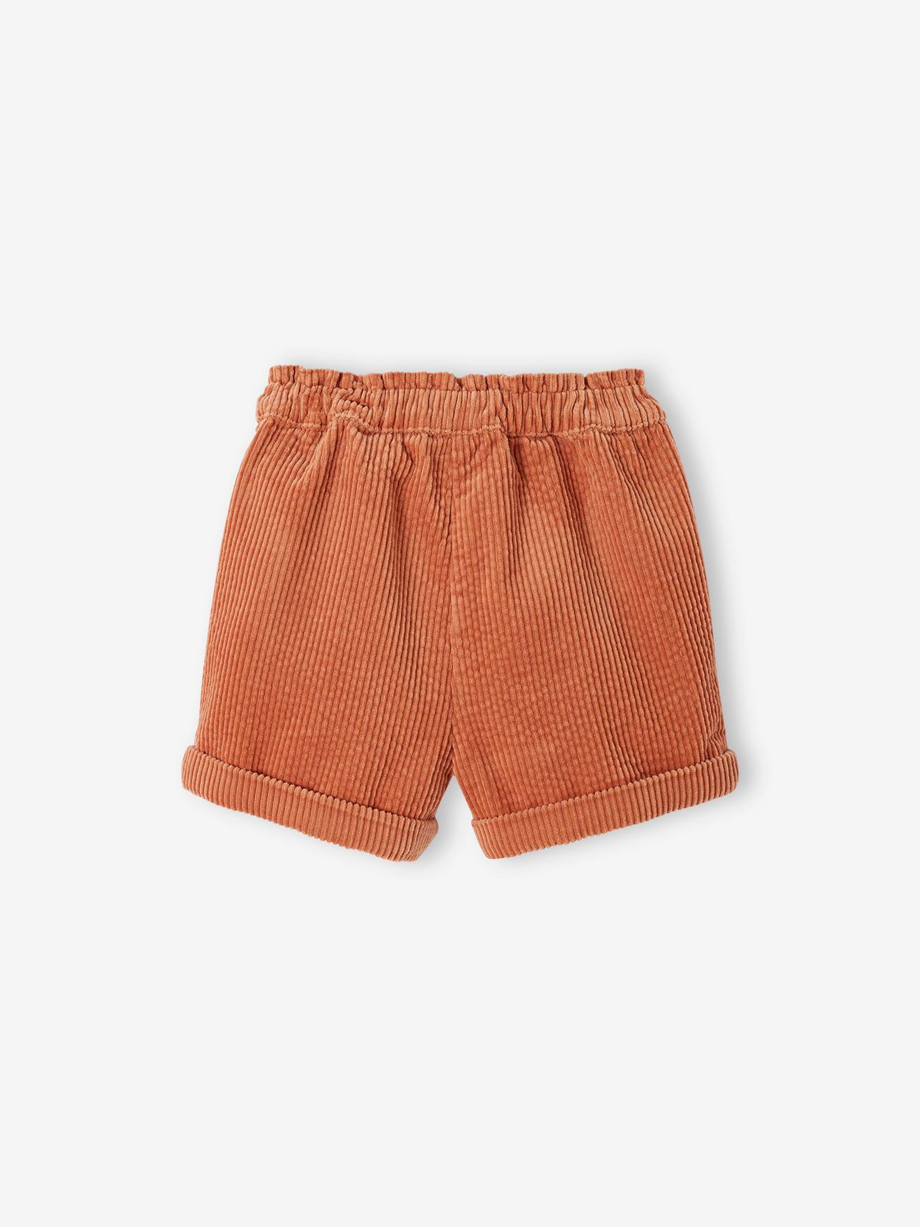 Shorts de veludo cotelê cor ferrugem para bebês