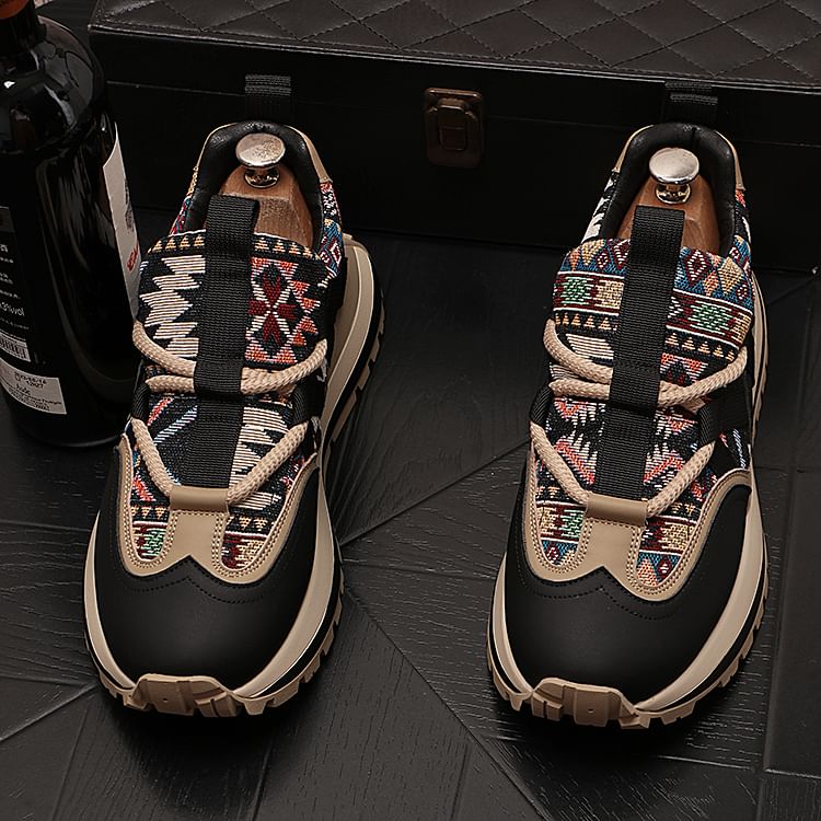 Mr Ozera - Platform veterschoenen met patroon van imitatieleer
