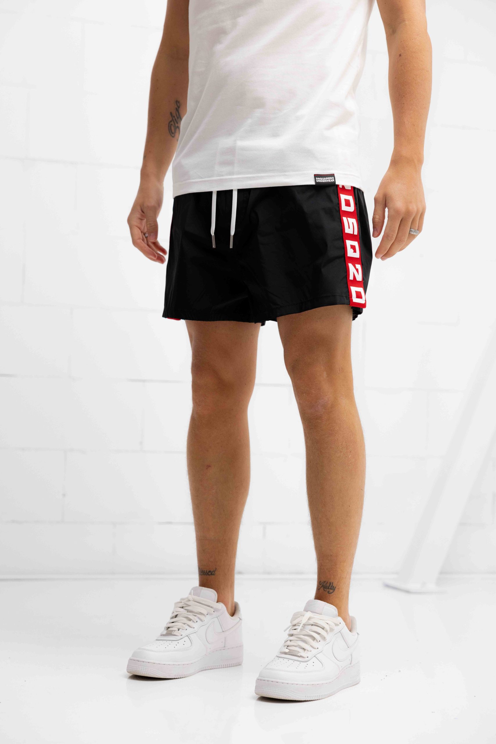 Dsquared2 Tape Logo Zwembroek Heren Zwart/Rood