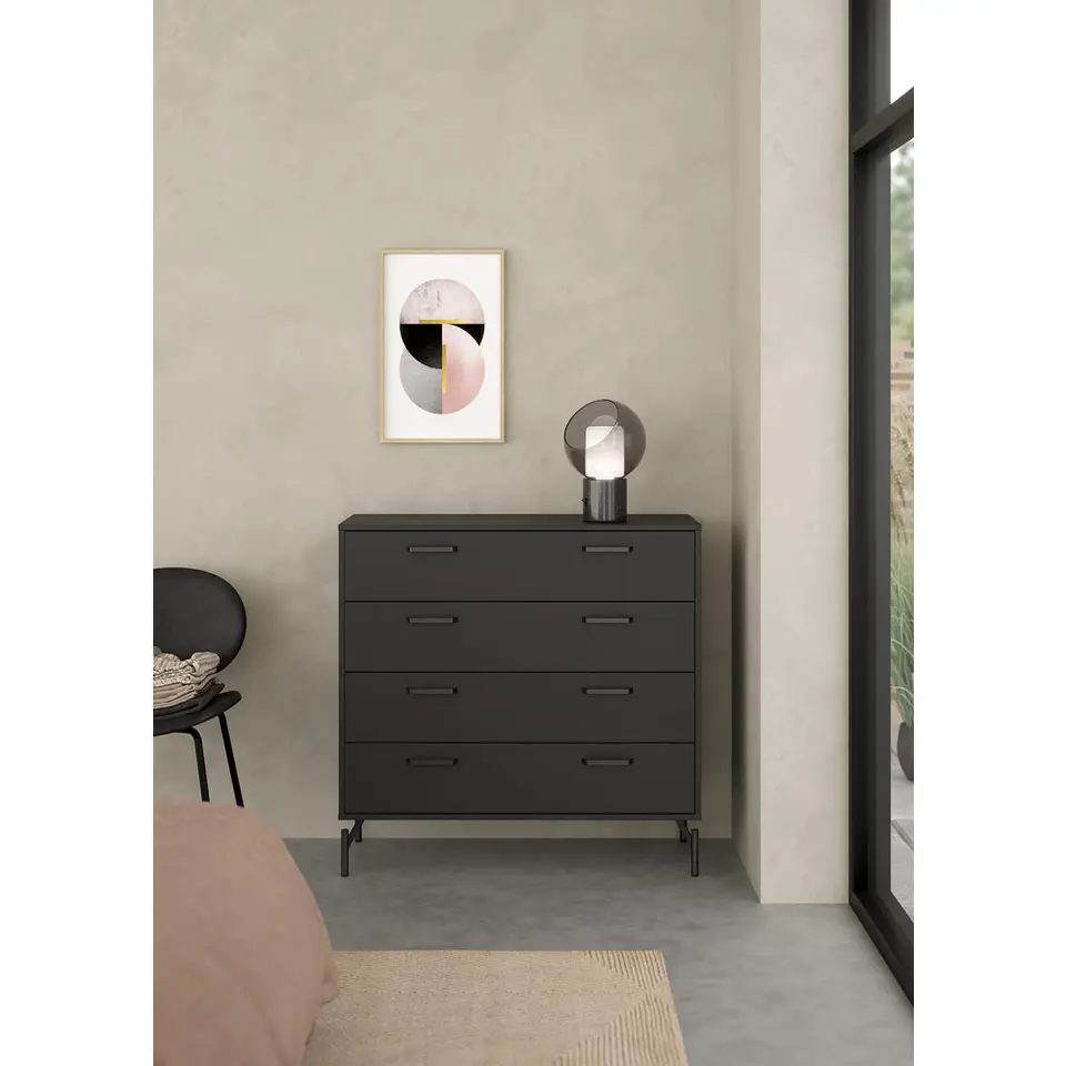 Ladekast Canada - mat zwart - 96x99x40 cm