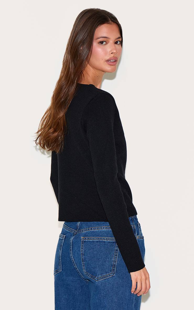 Noir Cardigan Asymétrique En Maille Compacte