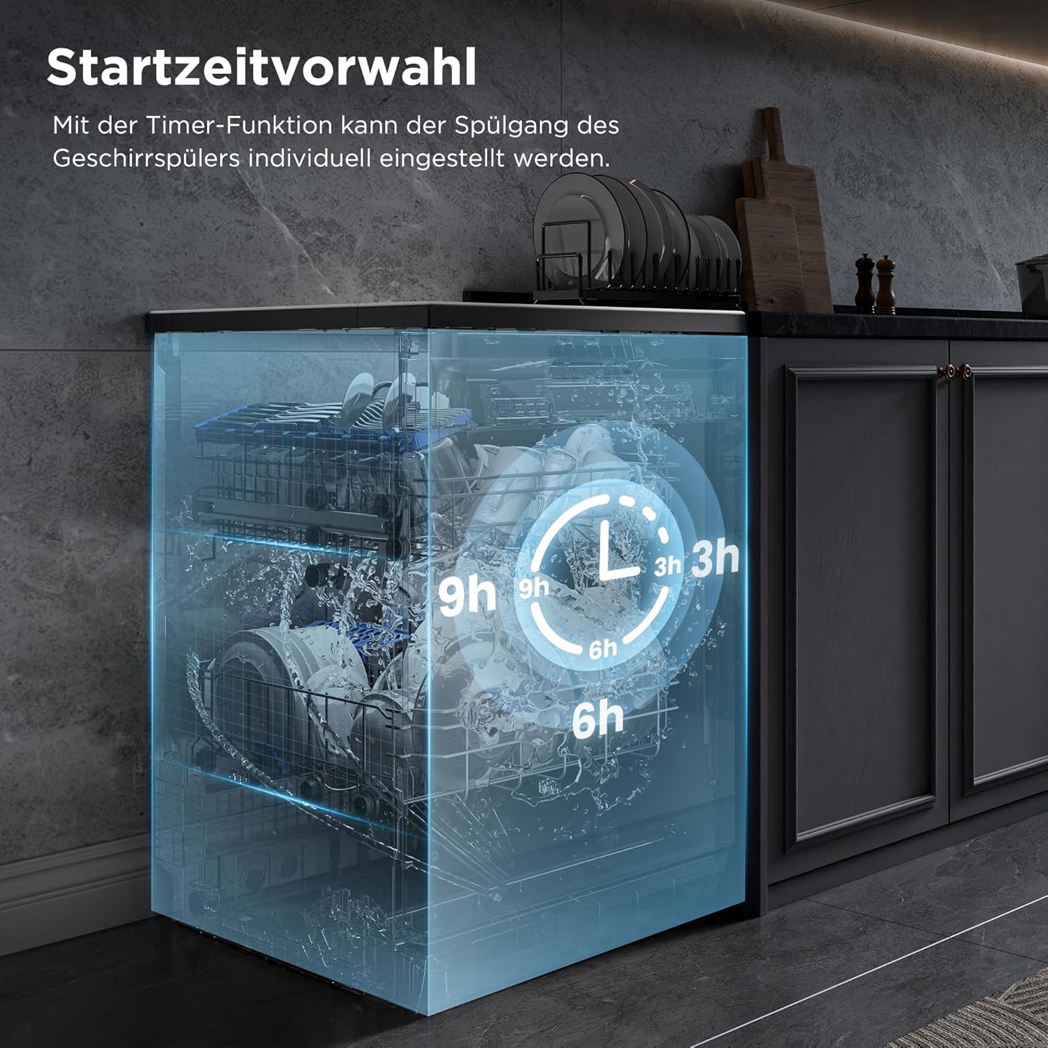 Midea Geschirrspüler 60cm Freistehend, SF 3.60N PRO Spülmaschine mit WLAN, 14 Maßgedecke, Geschirrspüler Unterbaufähig, 5 Programme, Höhenverstellbarer Oberkorb, 47 dB, Inox