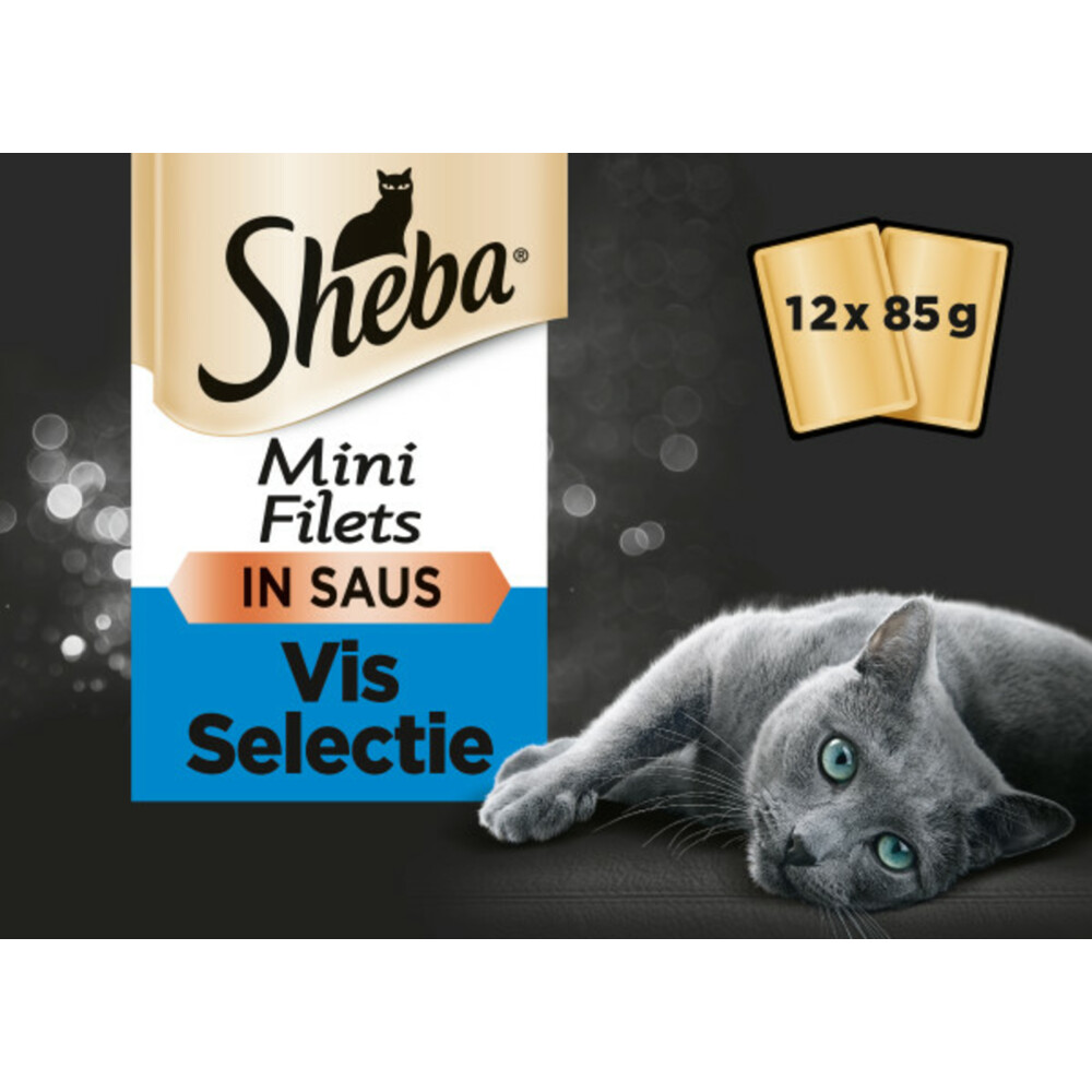 Sheba Mini Filets Adult Kattenvoer Natvoer Vis Selectie Maaltijdzakjes12 x 85 gr