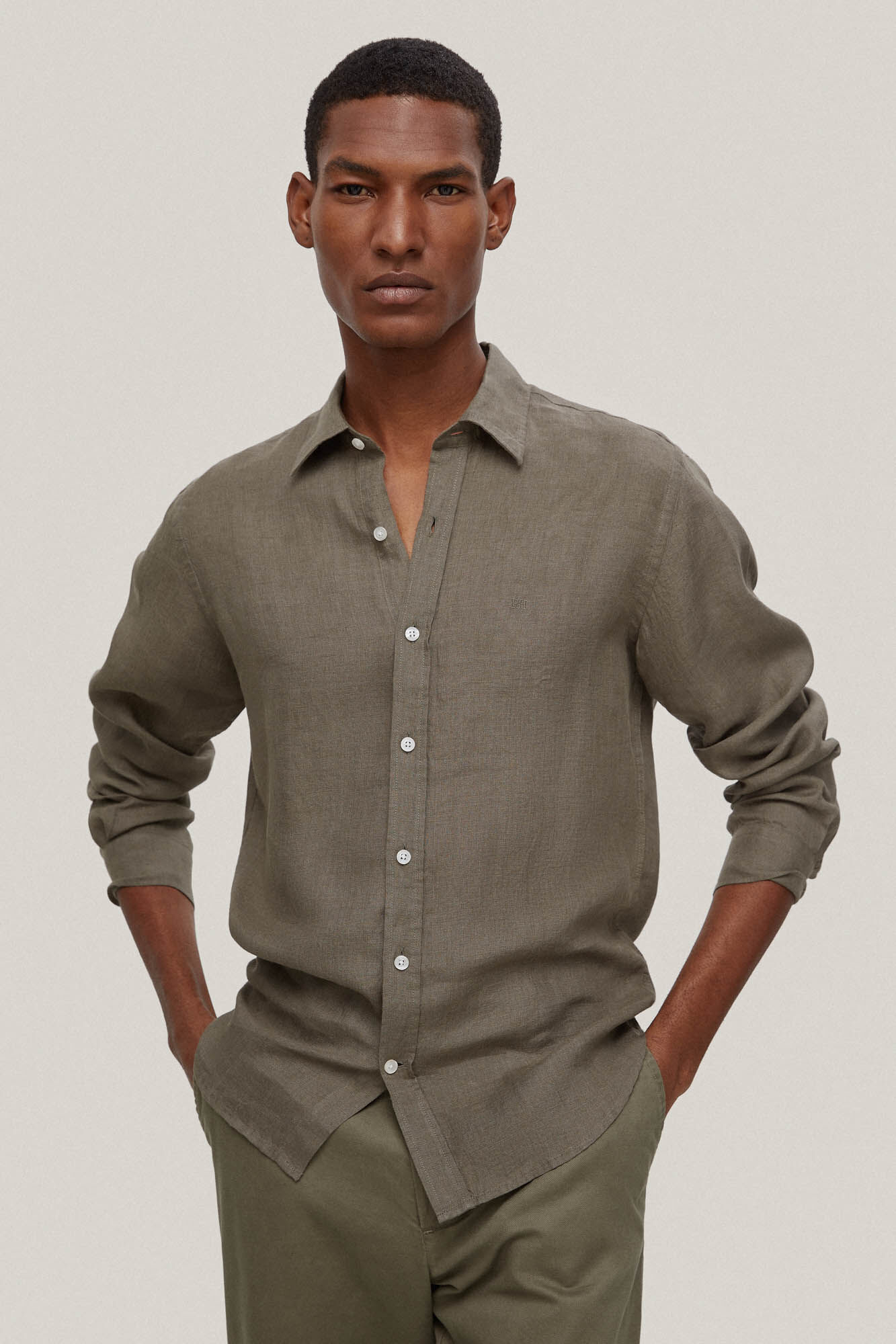 Camisa de linho lisa - Verde