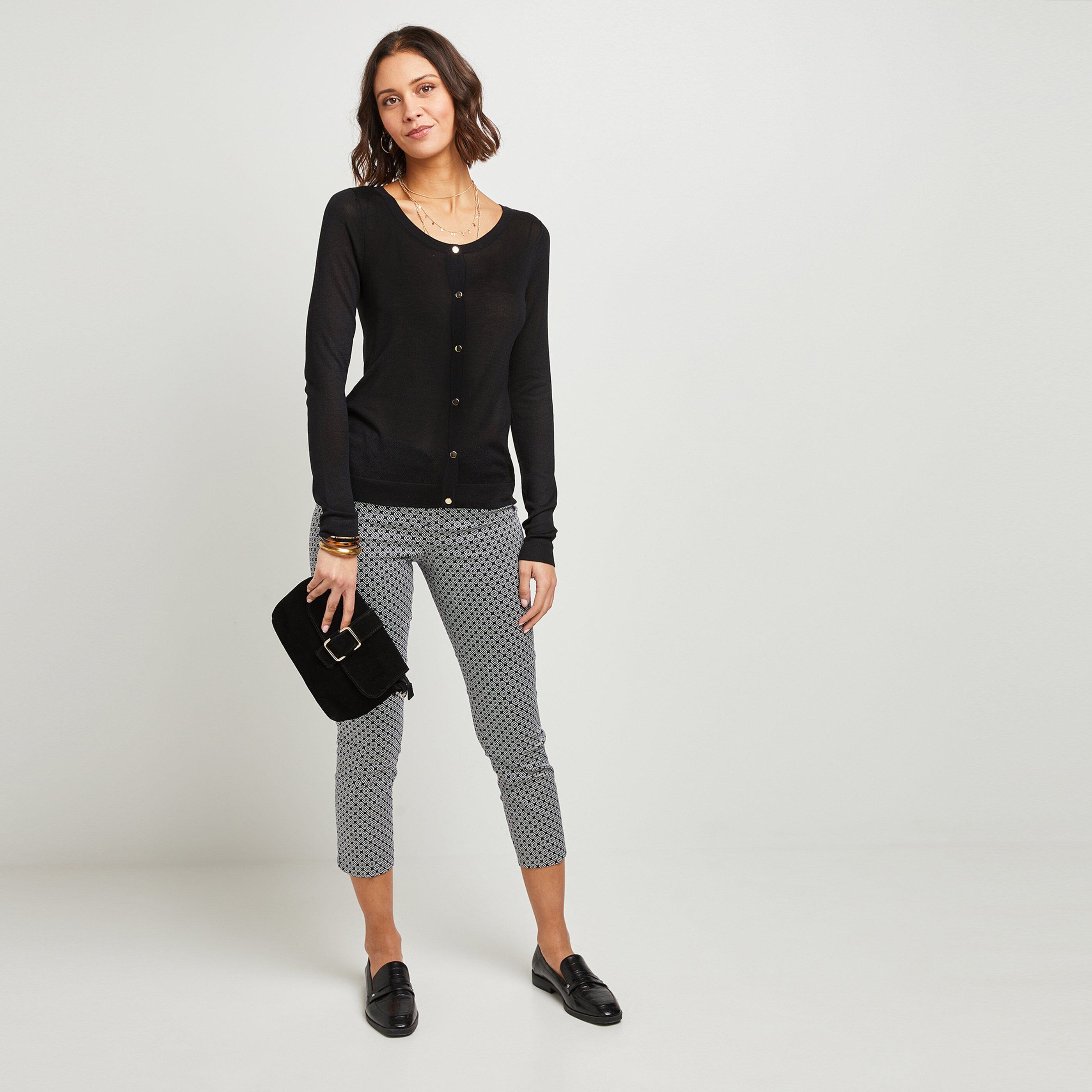 Gilet noir col rond - NOIR