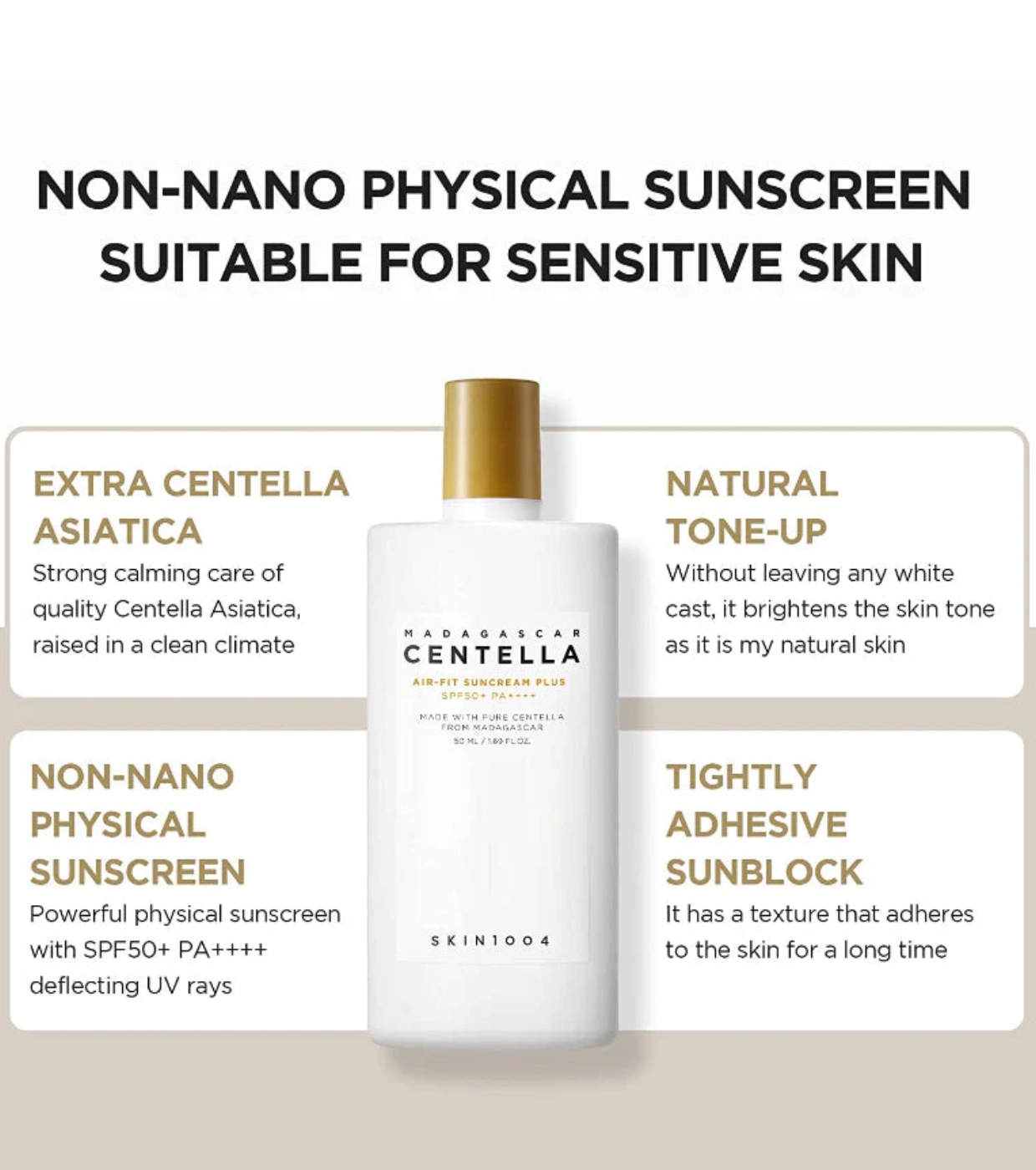 SKIN1004 - Protetor solar com Centella Asiatica de Madagascar SPF50+ PA++++ Air-Fit