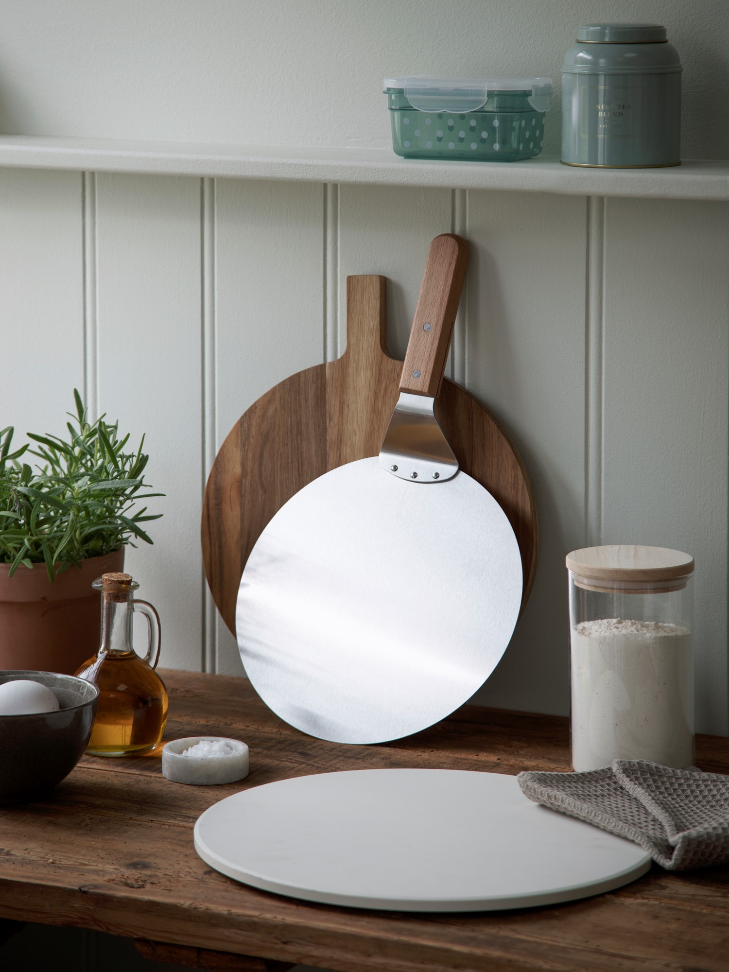 Pizzaspade | Rustfrit stål/bøgetræ. 25,5 cm. | Silver Grey