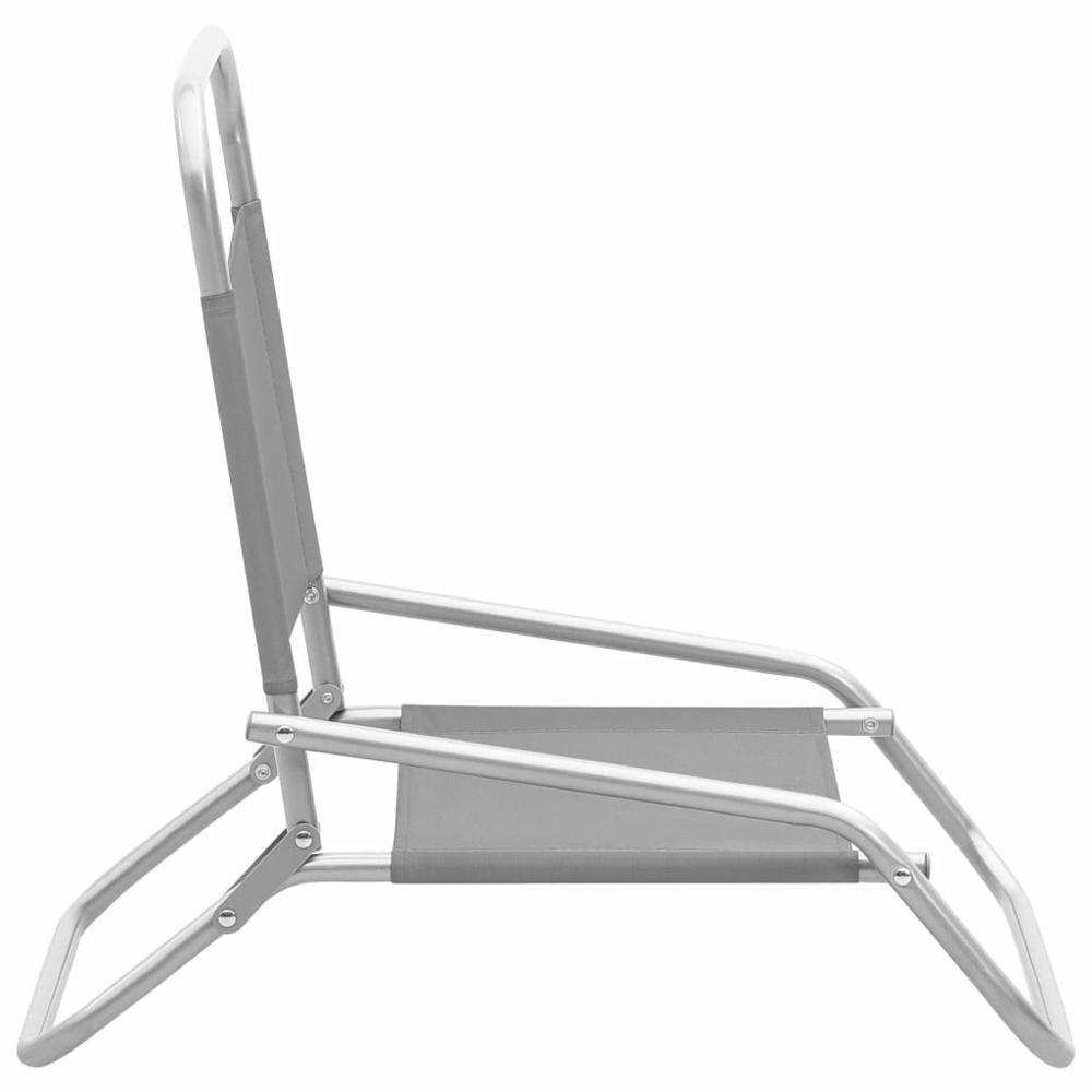 Chaises de plage pliables 2 pcs gris tissu