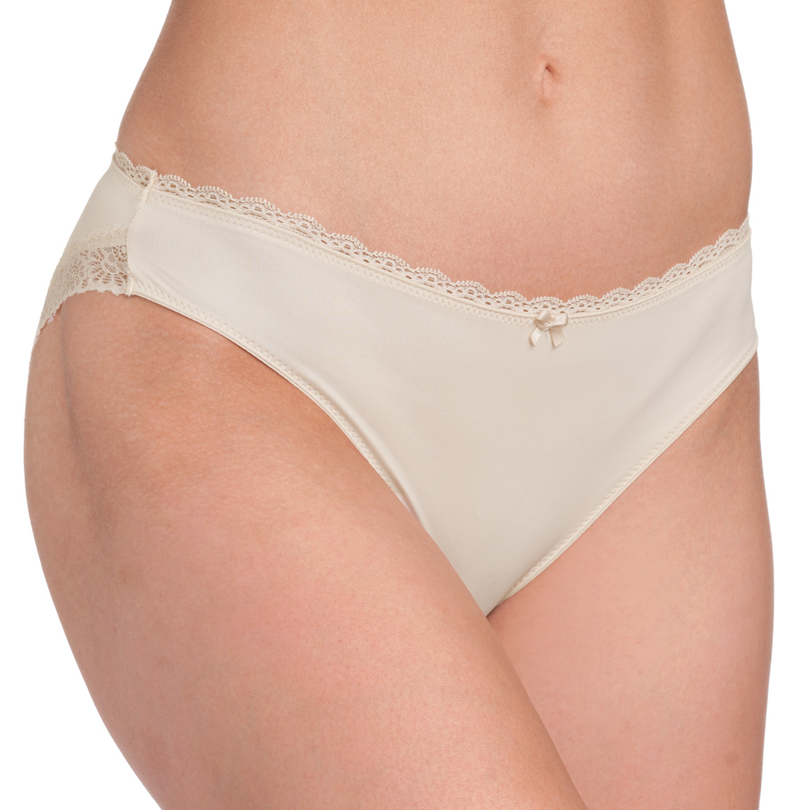 3 Damen Slips mit Spitze dunkelblau / oliv / hellbeige