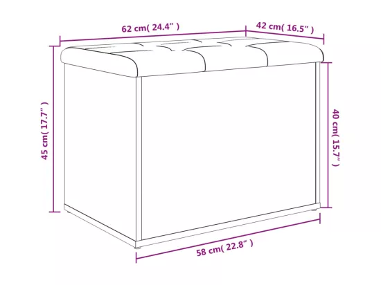 Banc de rangement blanc 62x42x45 cm bois d'ingénierie