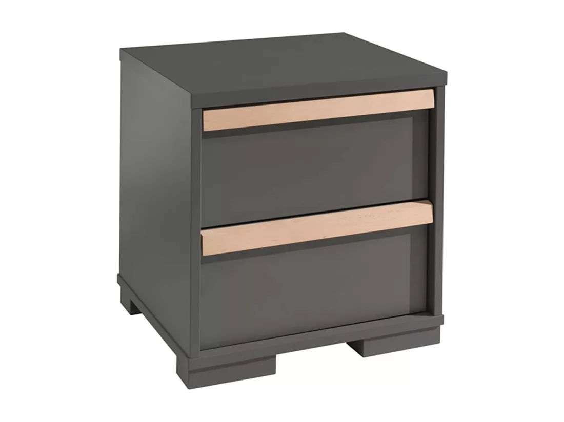 NASH DARK - Lit 90x200cm + Chevet + Armoire 3 Portes