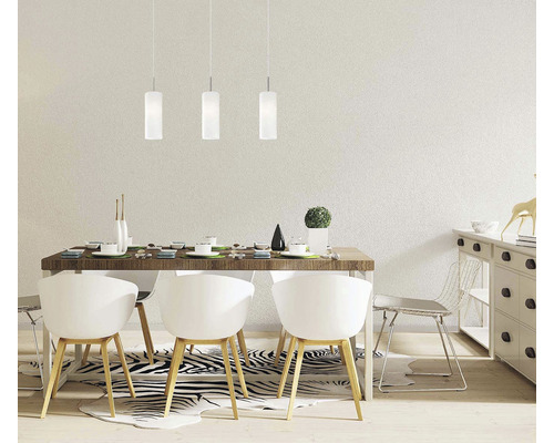 Hanglamp, 3-lichts, HxL 110x72 cm, satijn/wit