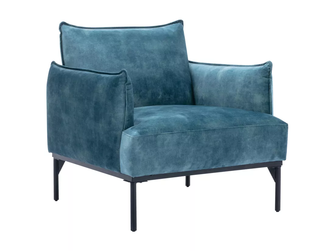 Fauteuil en velours bleu canard JOEL