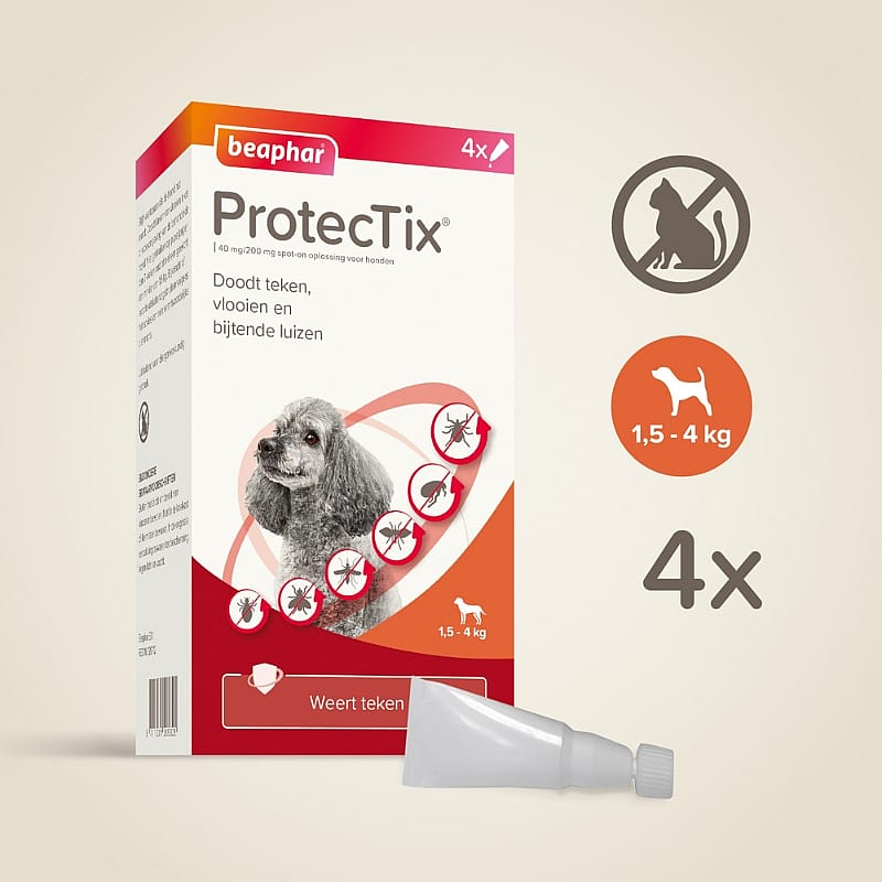 Beaphar ProtecTix Hond 4 pipetten | Tot 4 kg - 4 pipetten | 15204.1