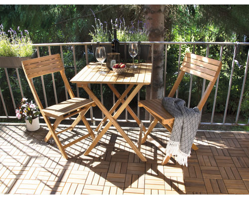 Garden Place Svea 3-delige opvouwbare balkonset bestaande uit: tafel, 2 stoelen, acaciahout, naturel