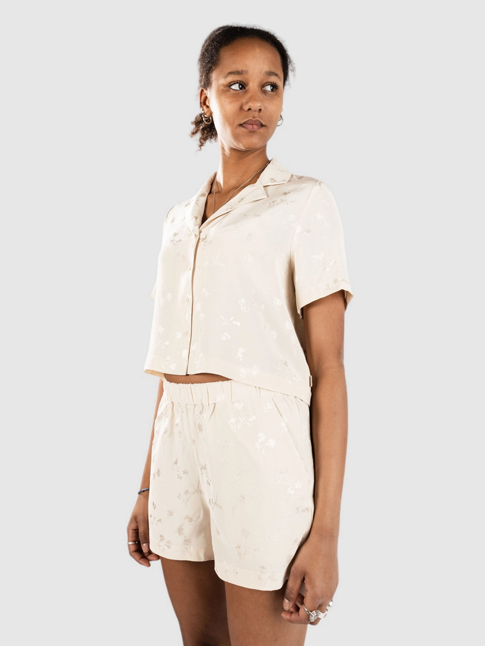 Brixton Silky Jacquard Shorts whitecap floral jacquard