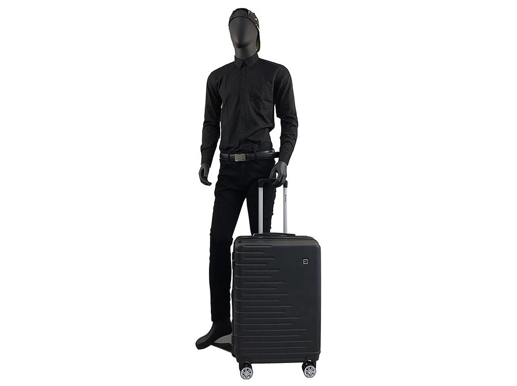 MALA DE VIAGEM MÉDIA RÍGIDA AIRPORT PRETO 8 RODAS 65 CM