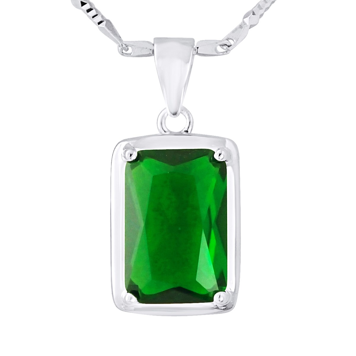 Collier RECTANGLE - Cristal - Argent 925