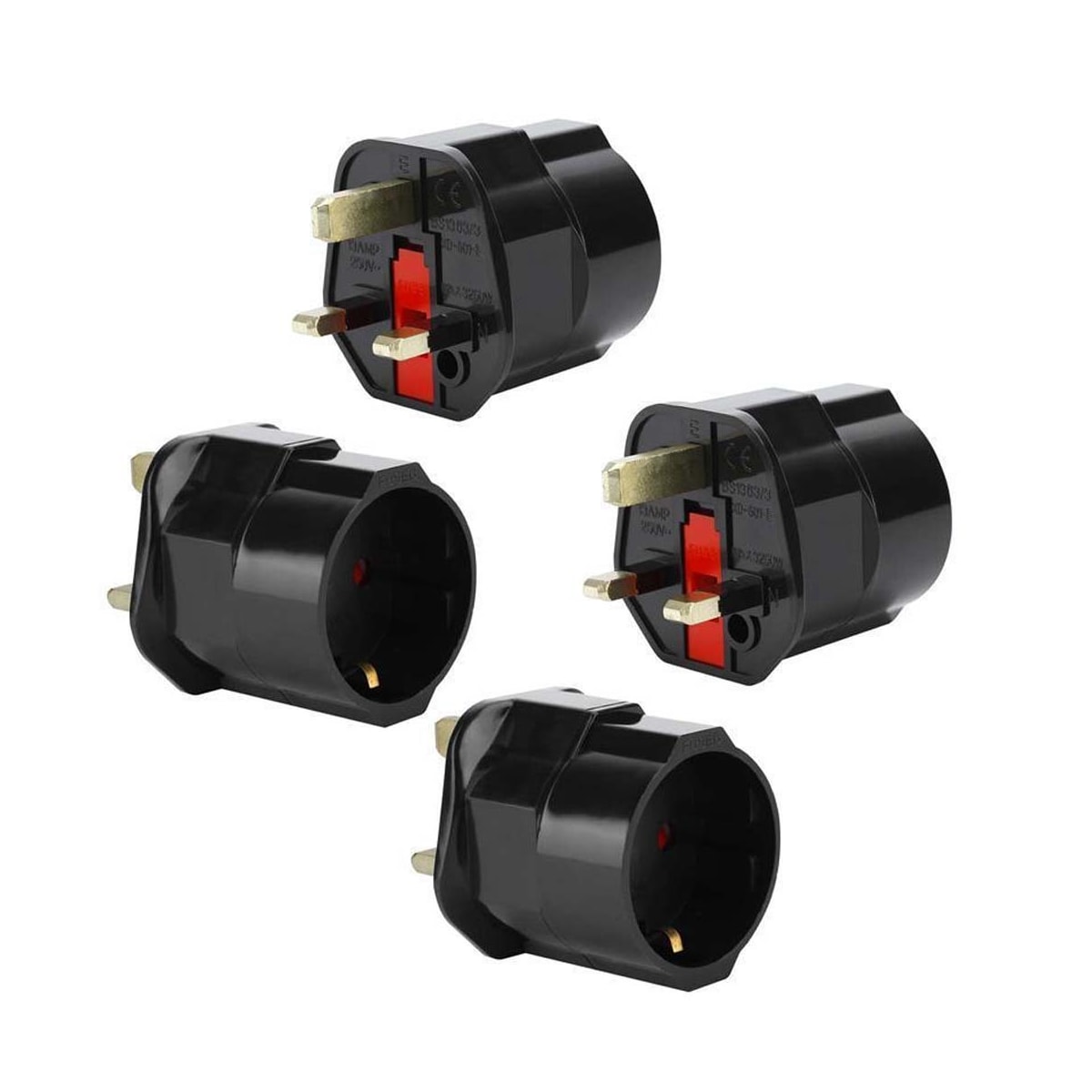 4x Socket Adapter Travel Converter (uk type g til eu)