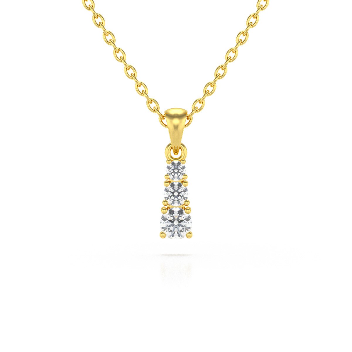 Collier Pendentif ADEN Or 585 Jaune Diamant Chaine Or 585 incluse 0.45grs