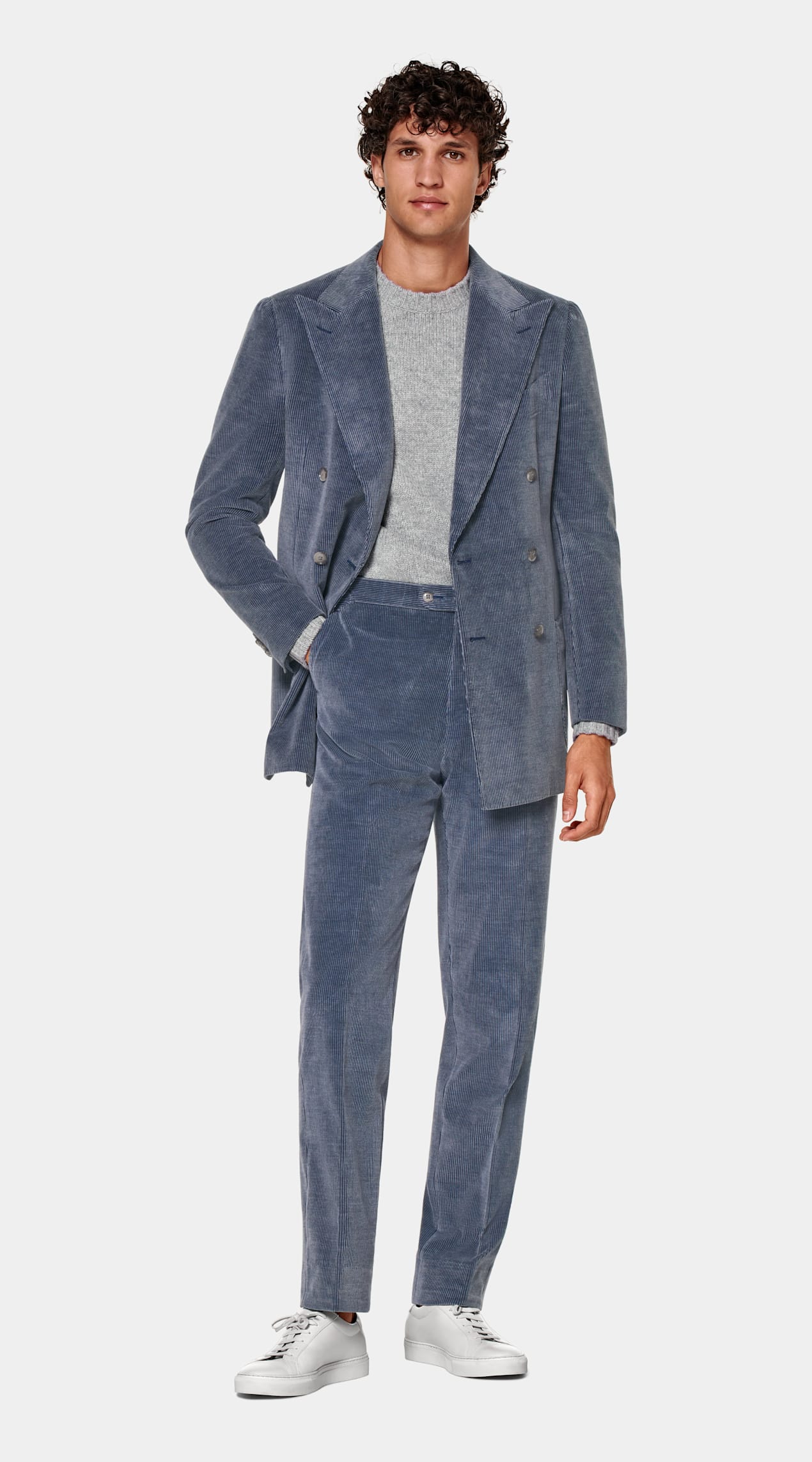 Costume Havana coupe Tailored bleu moyen