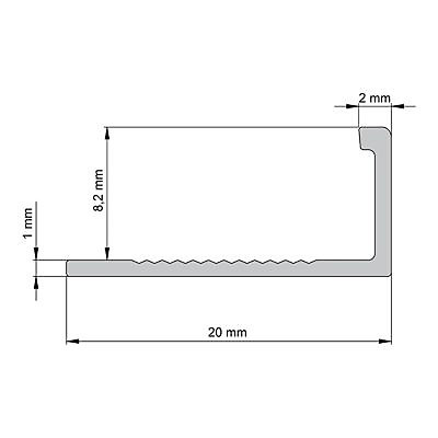 Profilé de carrelage intérieur Diall droit aluminium effet chromé poli L.2,5m x l.2,2cm x ep.8mm