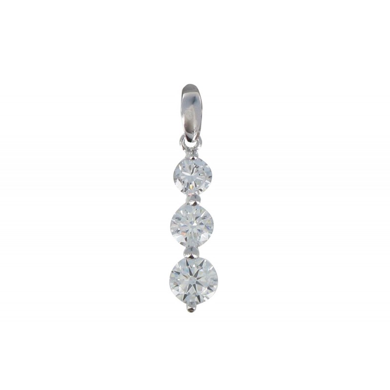 Collier Argent Rhodié Pendentif Trois Strass