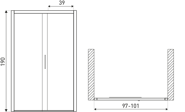 Kerra Silves douchedeur 100x190cm zwart