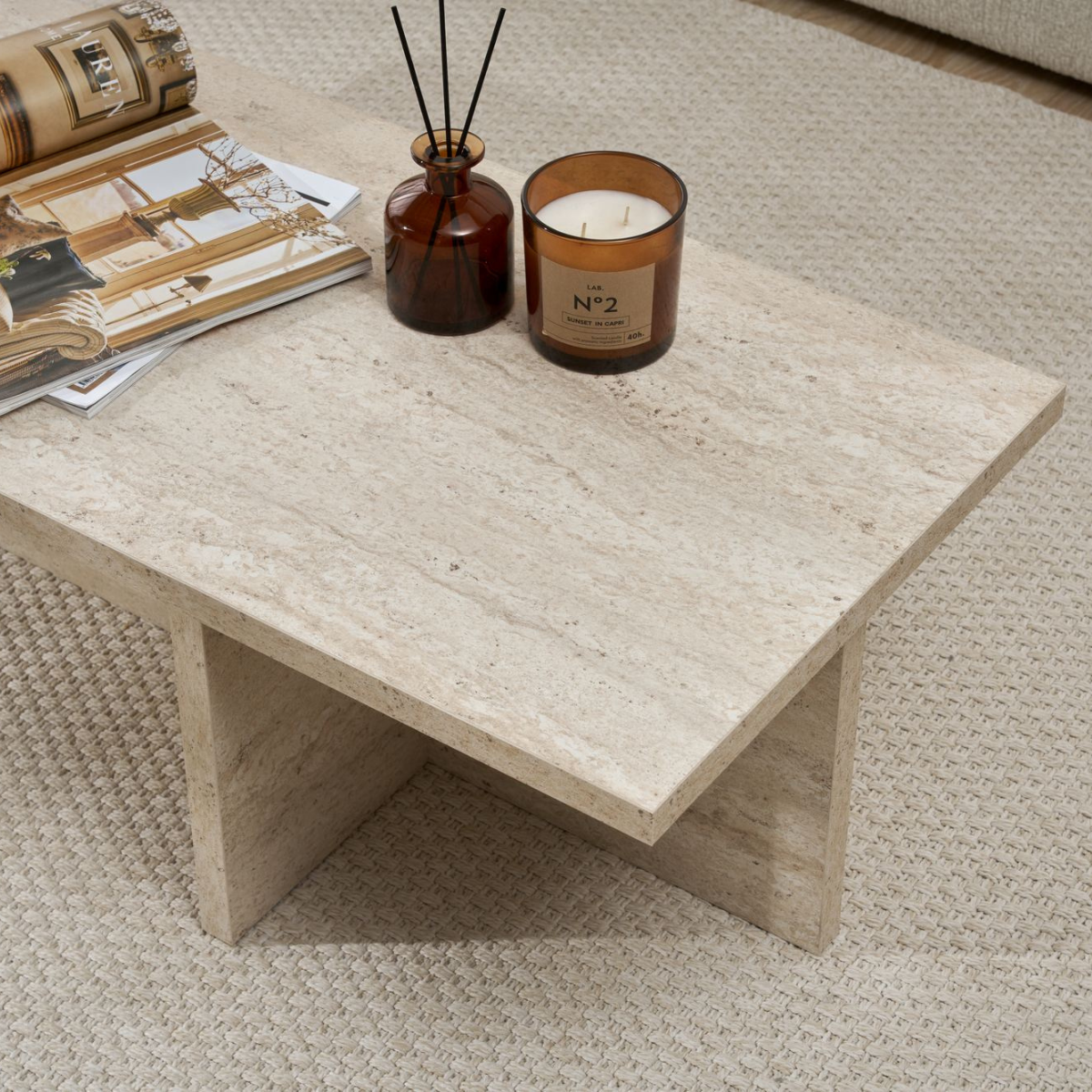 Calicosy - HARBOR Salontafel - H30 cm - Travertijneffect