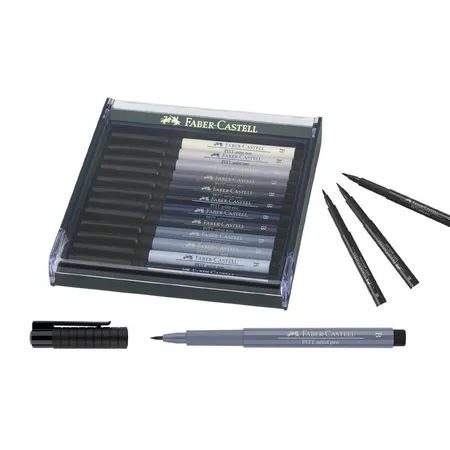 Faber-Castell Tuschestift PITT artist pen brush Grautöne, 12-teilig