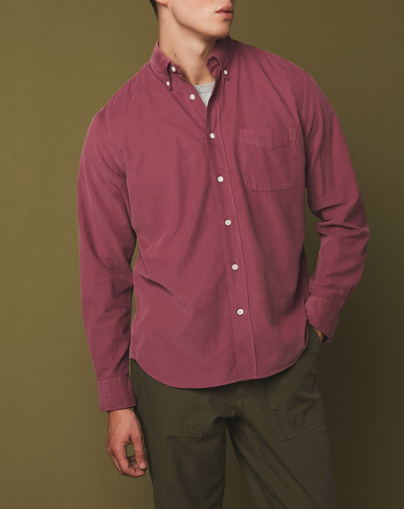 Hartford Chemise en Velours Milleraies regular Pitt Pat rose