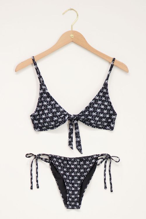Zwarte bikini set met palmbomen