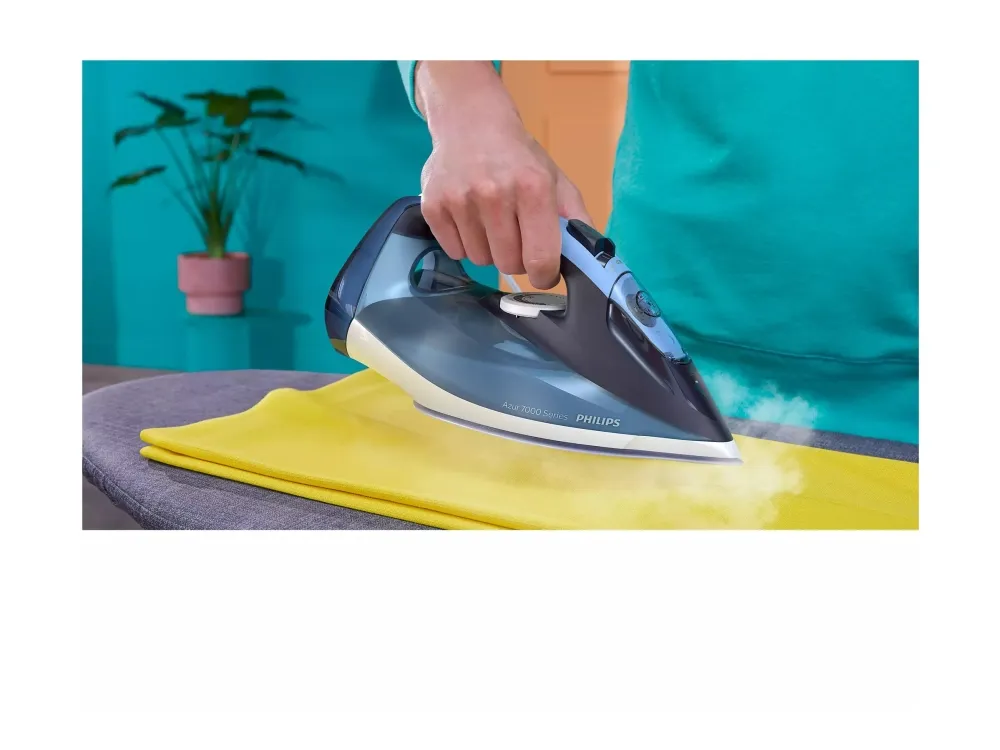 [OUTLET] - Philips Azur 7000 Series DST7020 - Dampstrygejern - såleplade: SteamGlide Plus - 2800 W - lyseblå/mørkeblå