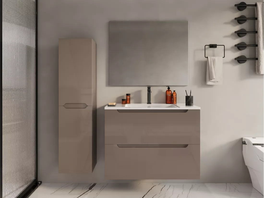 Meuble sous vasque suspendu - Taupe - 80 cm - STEFANIE
