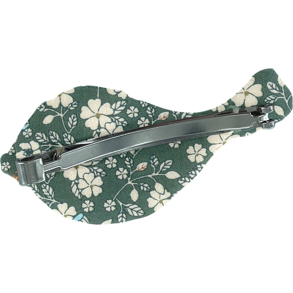 Barrette Mésange Fleuri Kaki