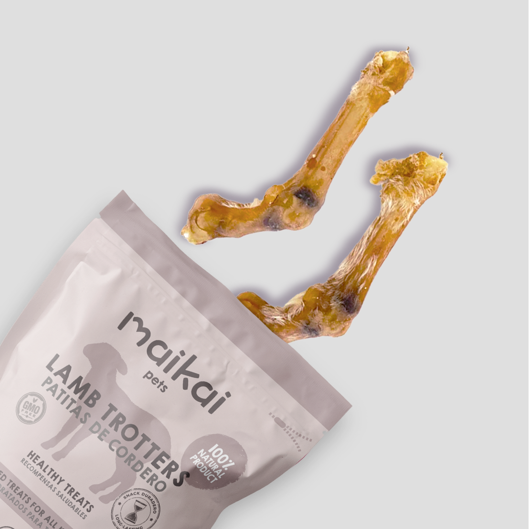 Pés de cordeiro desidratados. Petiscos 100% naturais para cães. MAIKAI PETS. 2 unidades.
