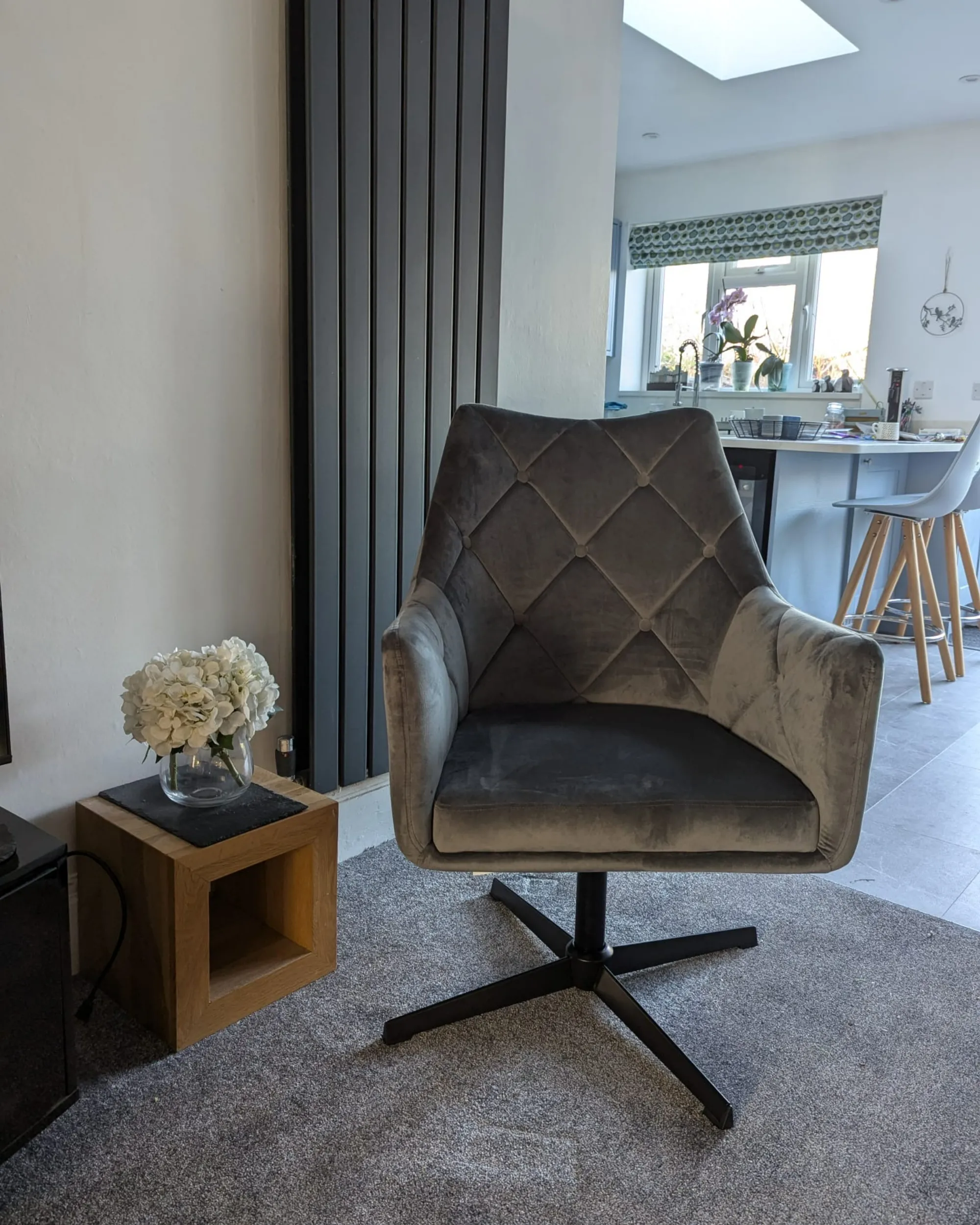 Draaifauteuil VAKSALA Fluweel Donkergrijs