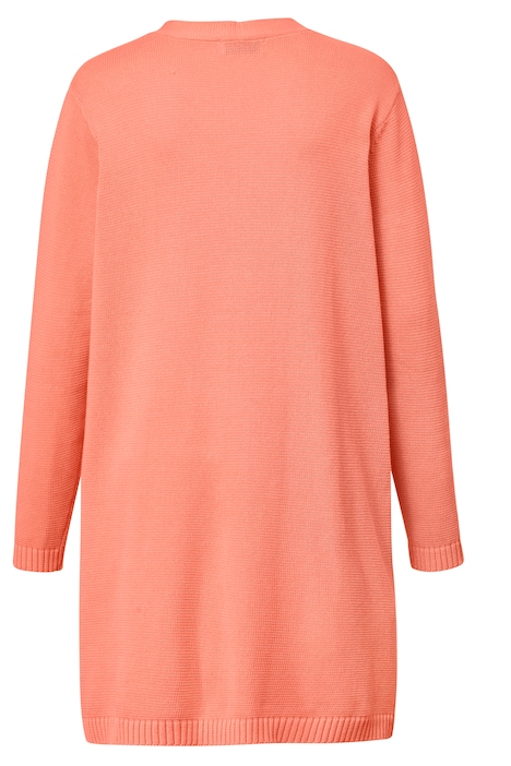 Long-Strickjacke, V-Ausschnitt, Bindeband, Langarm