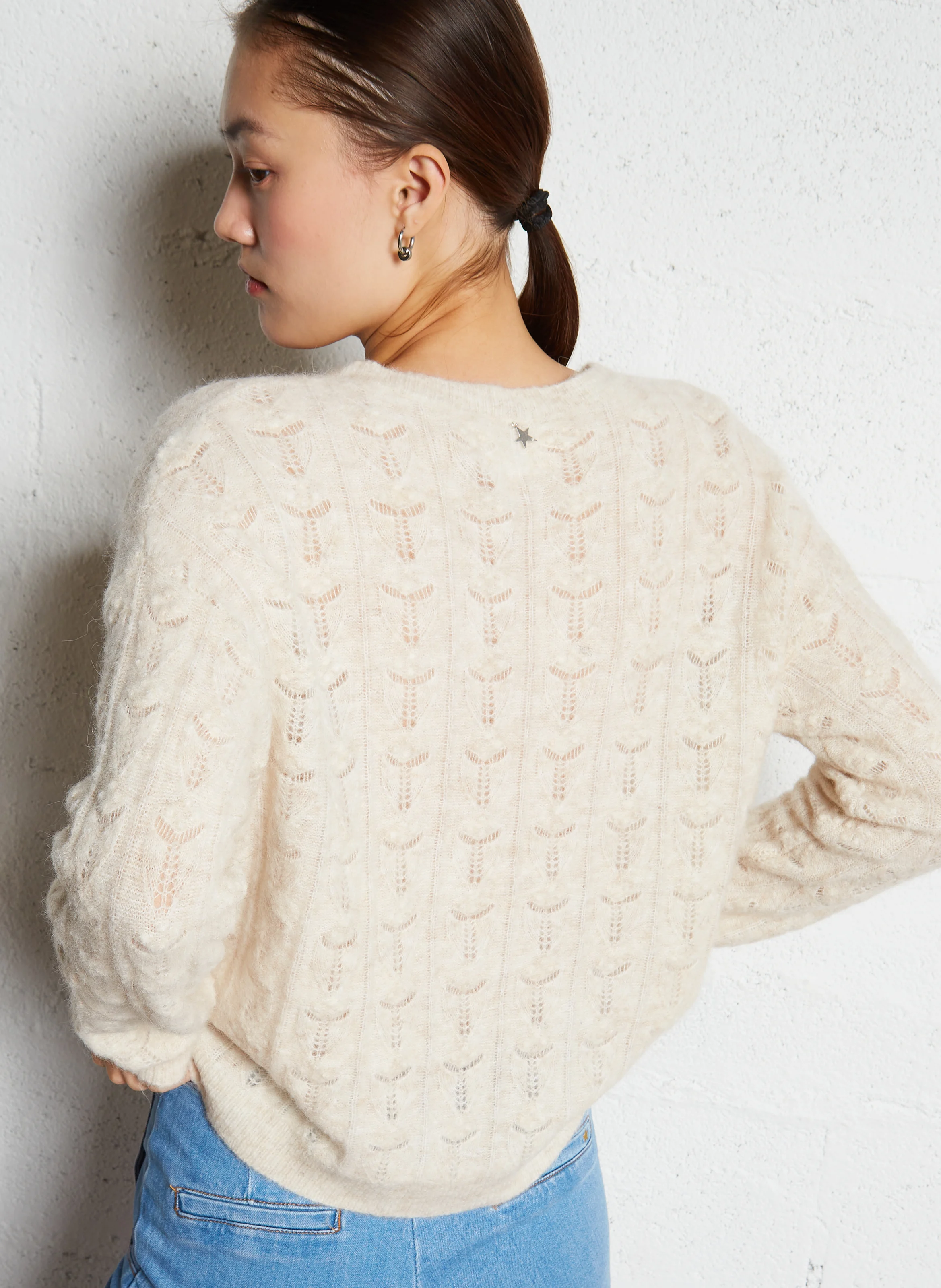 MONCHOU - Pull col rond en laine mélangée | Beige