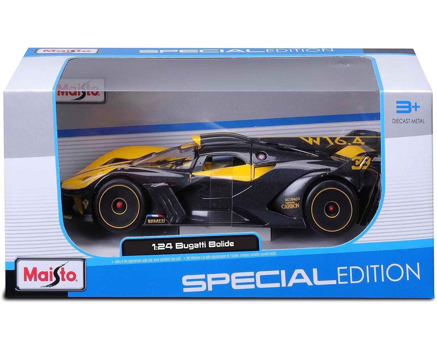 Maisto 32911 - Modellauto - Bugatti Bolide (gelb, Maßstab 1:24) Modell Auto Spielzeugauto