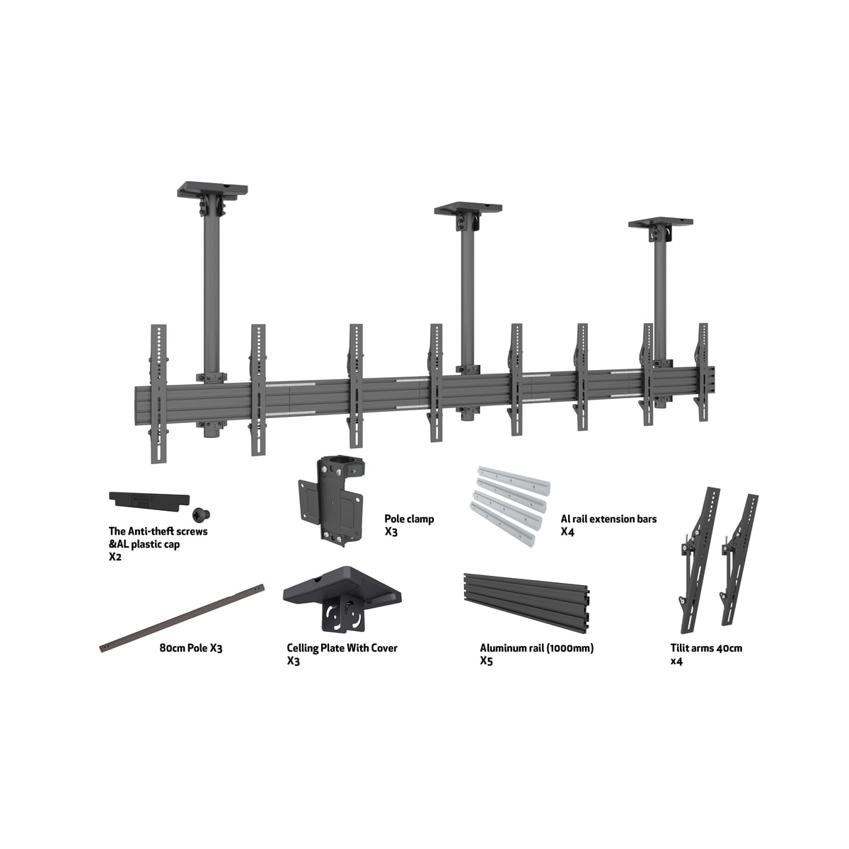 Multibrackets 3958 digitalskiltmontering 165,1 cm (65