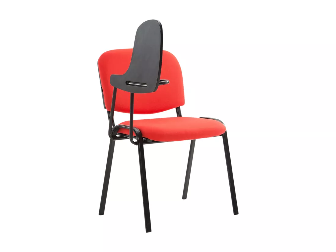 Lot de 4 Chaise de conférence - Tissu & Métal noir mat - Rouge - Ken