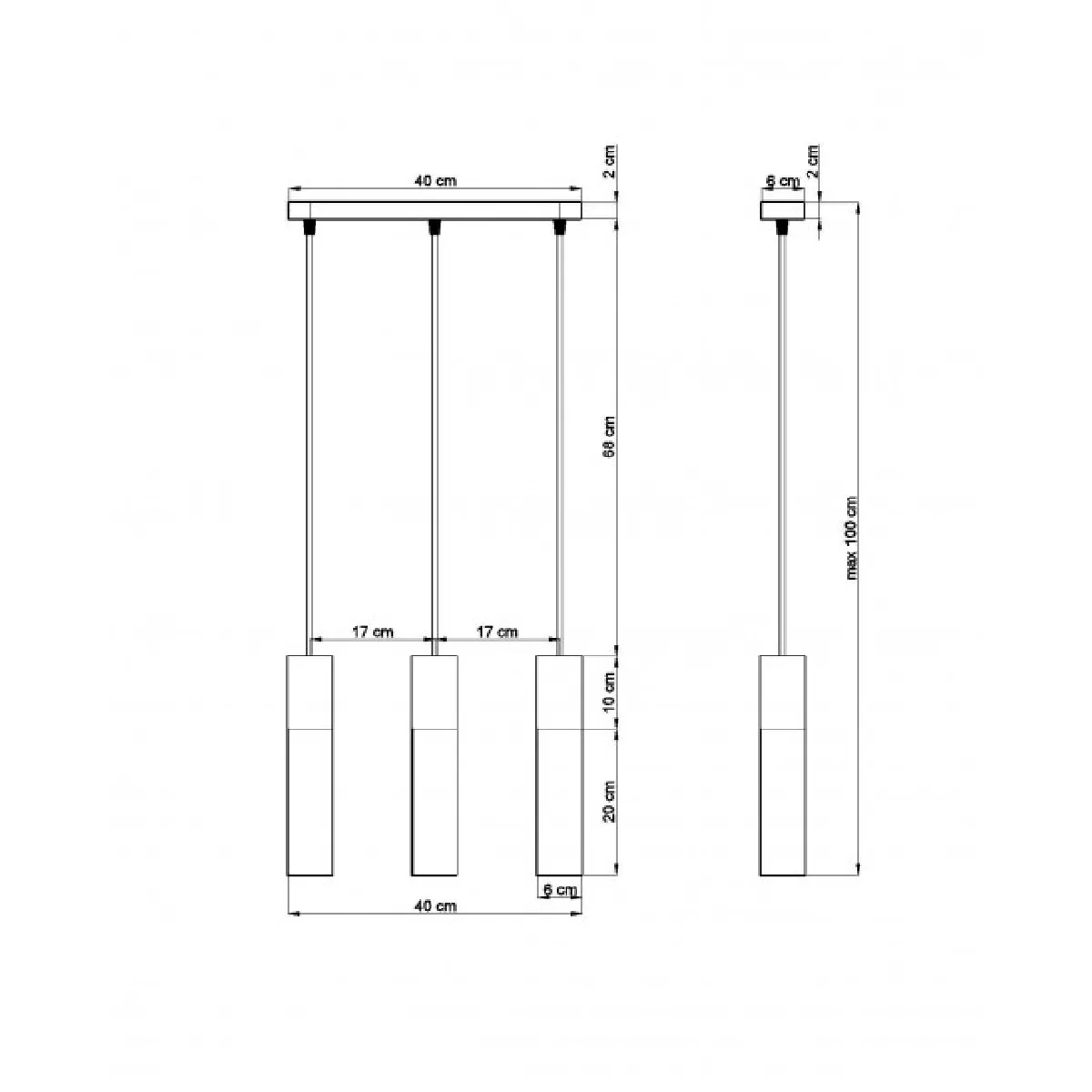 Luminaire Center Suspension Borgio - Gris noir