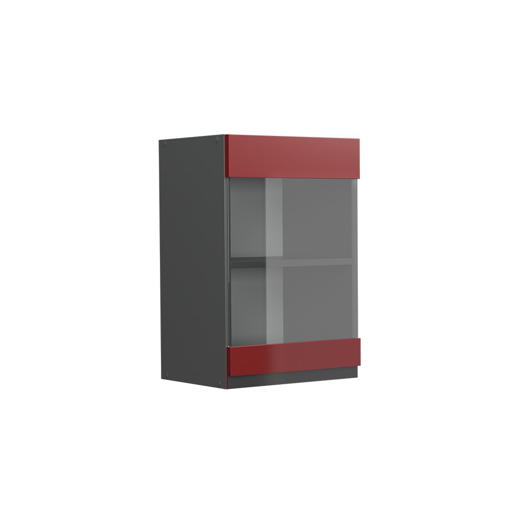 Vicco Glashängeschrank Küchenschrank Küchenmöbel R-Line J-Shape Anthrazit Rot 40 cm modern