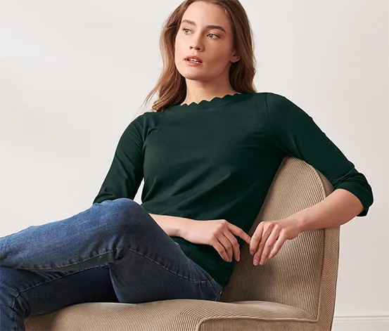 Shirt mit 3/4-Arm, dunkelgrün